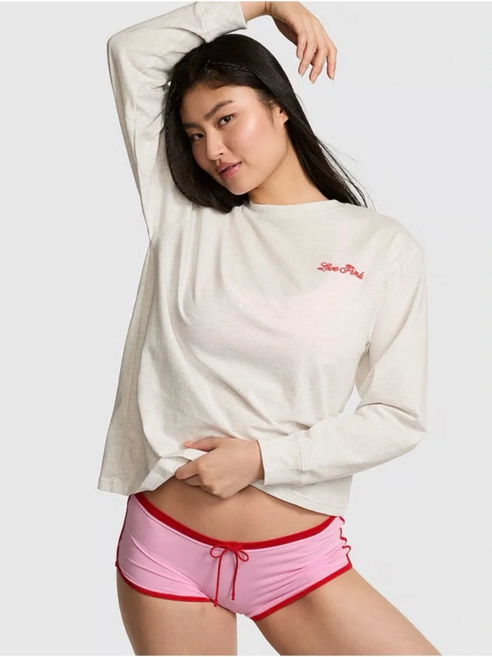 PINK VICTORIAS SECRET CAMPUS COTTON LONG-SLEEVE TEE 💔 - Picture 2 of 5